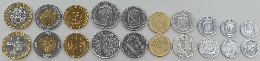 San Marino Coin Set 1973-1997 Uncirculated