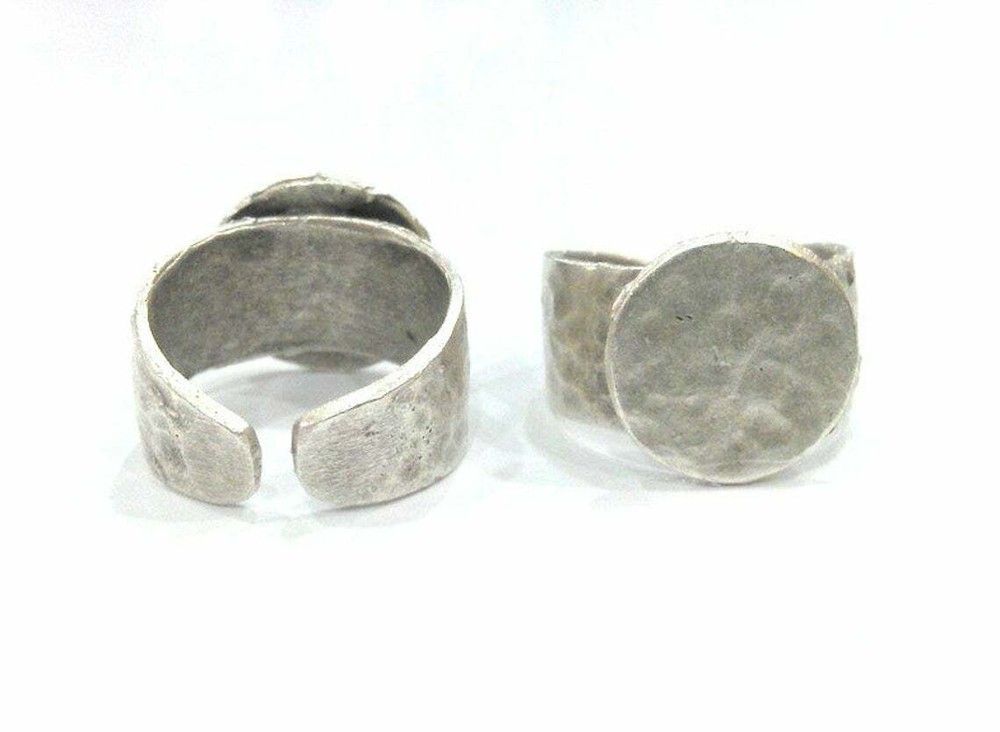 Ring Blank Base Bezel Setting Antique Silver Plated Brass Adjustable