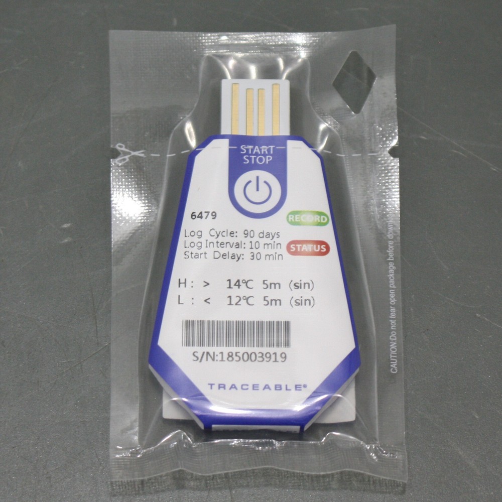 Traceable USB Temp Data Logger 6479, Single Use Thermometer, 14° C, 12° C