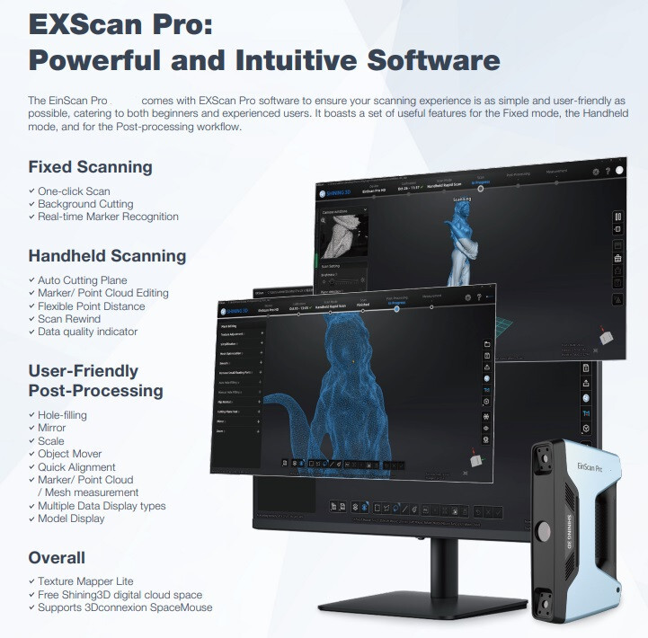 Shining3D EinScan Pro HD 3D Scanner w/ Turntable + Color Pack | 0.04mm