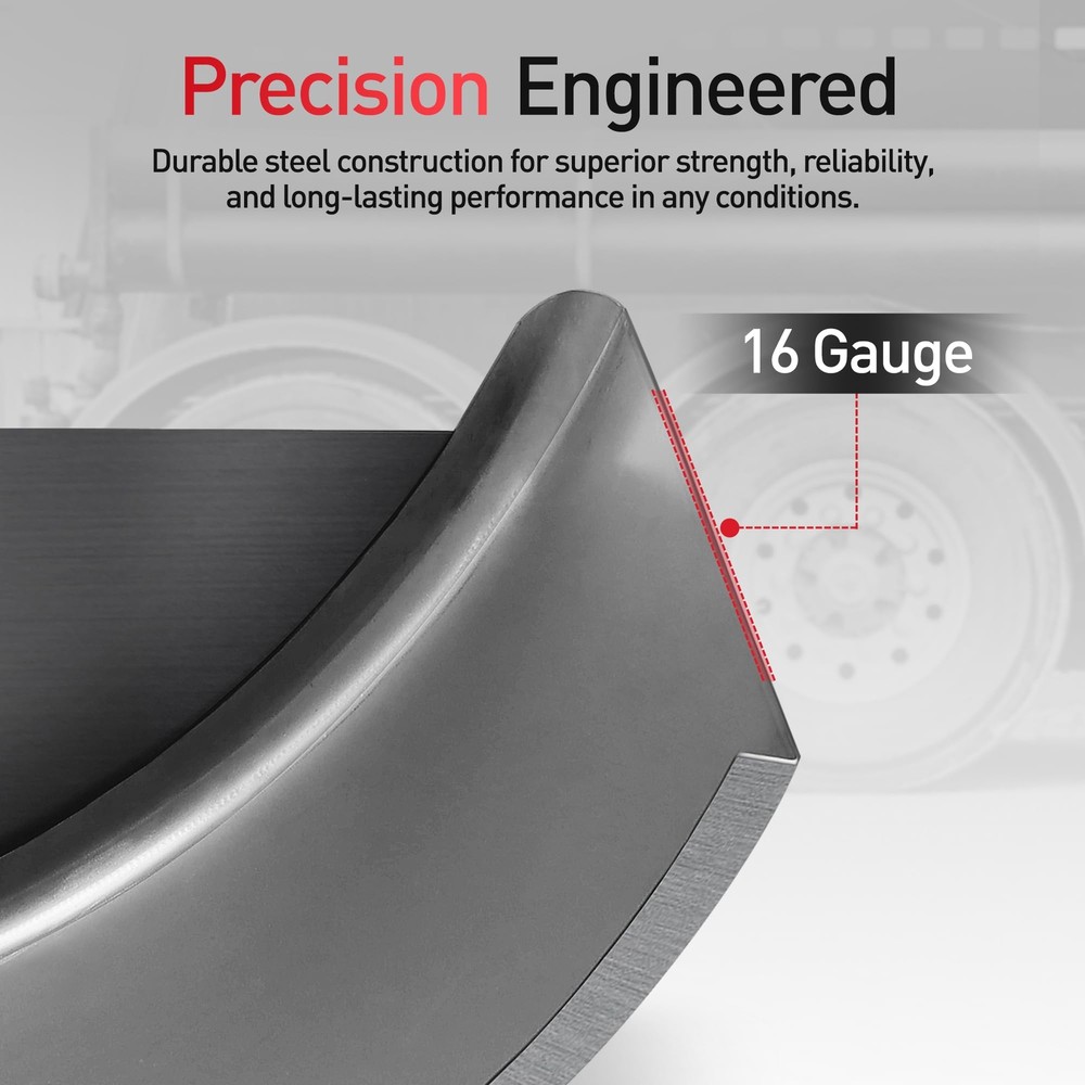 Pair of Steel Round Single Axle Trailer Fenders & Fender Backs For 14"-16" Wheel