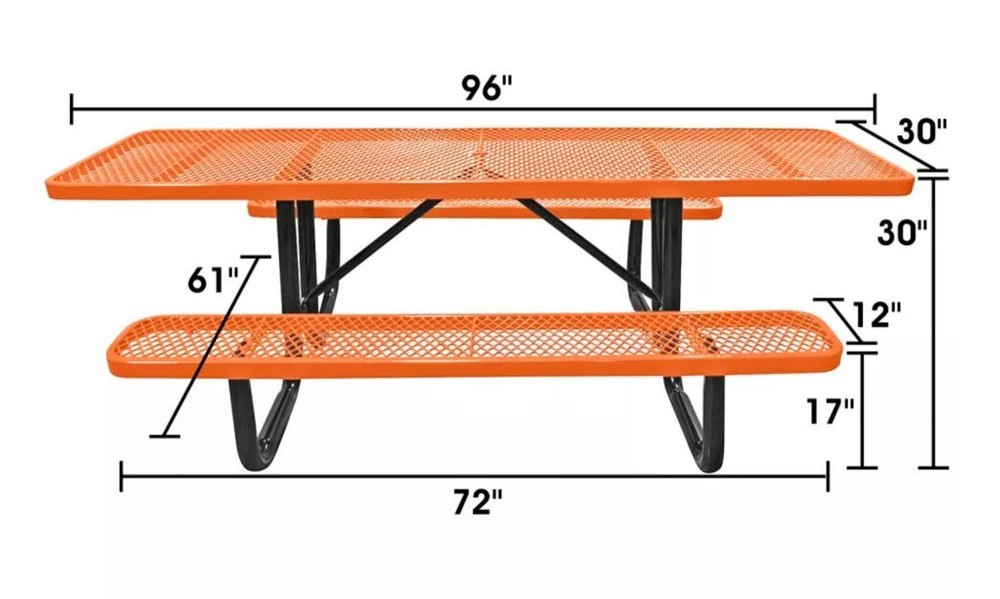 PICNIC TABLE Commercial - ADA Wheelchair Accessible - 8 Ft Rectangular