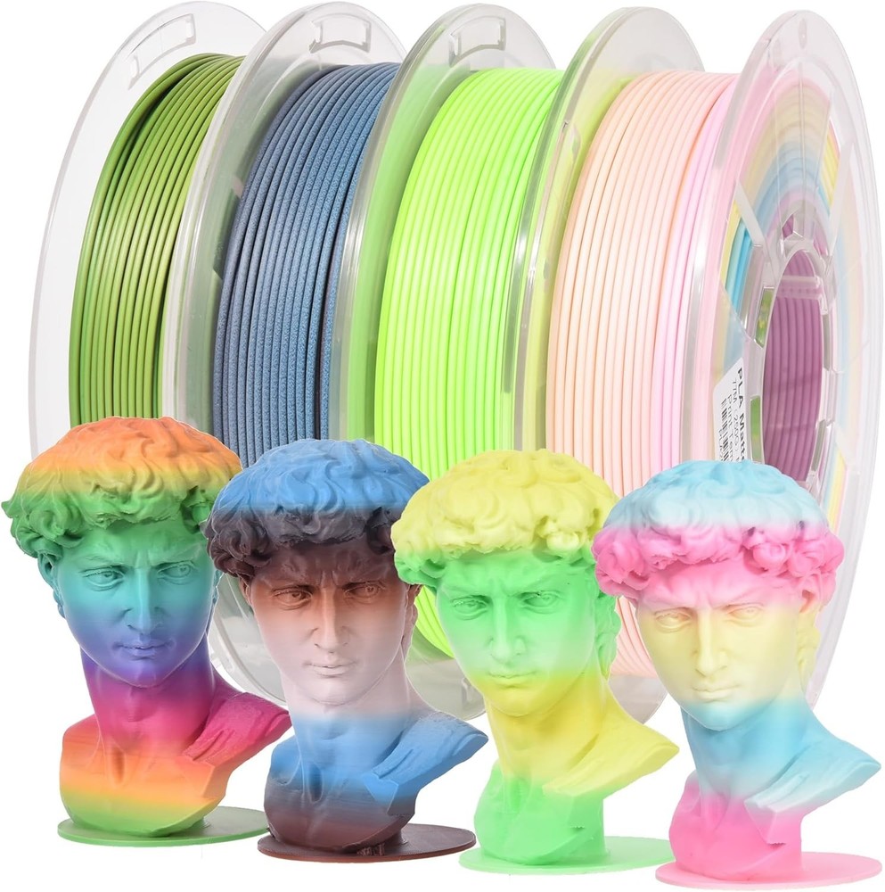 Matte PLA 3D Printer Filament Bundle Upgraded Multicolored Filament 1.75mm 4 ...