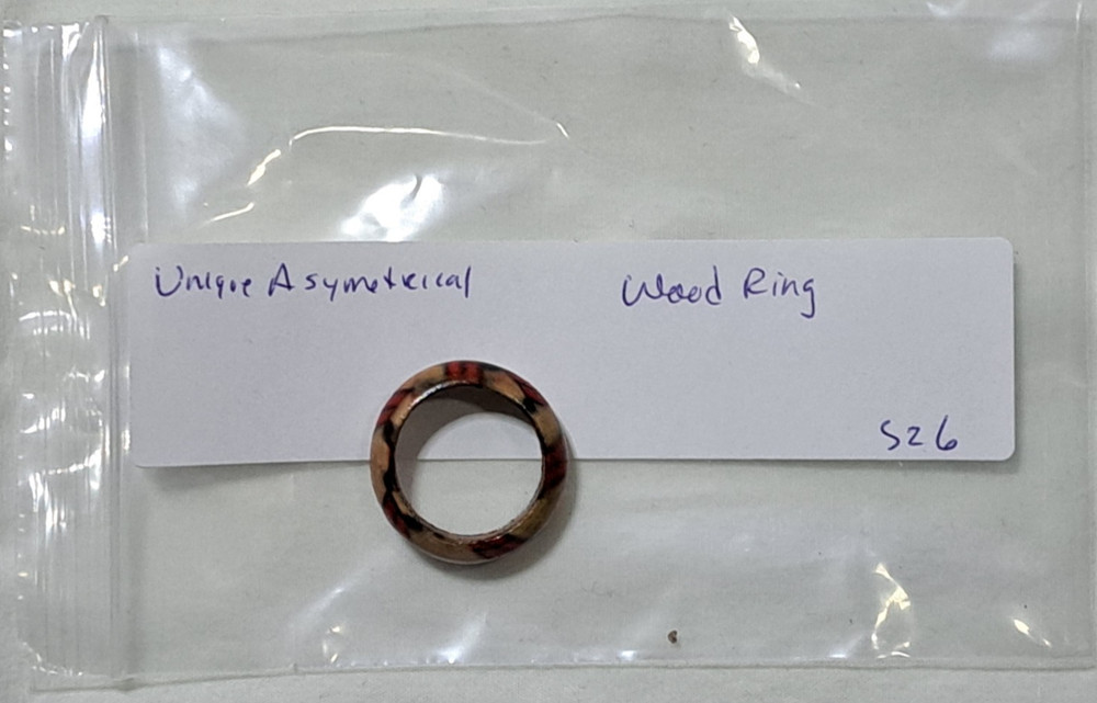 Unique Asymetrical Wood Ring sz 6