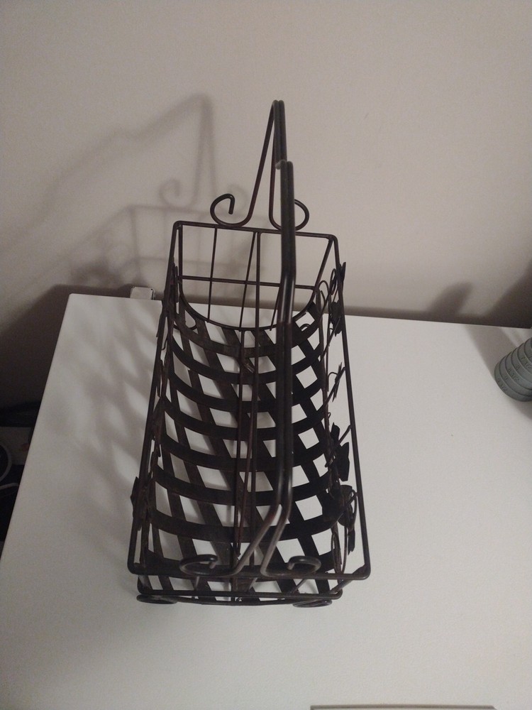 Vintage Wrought Iron Grapevine Magazine Rack