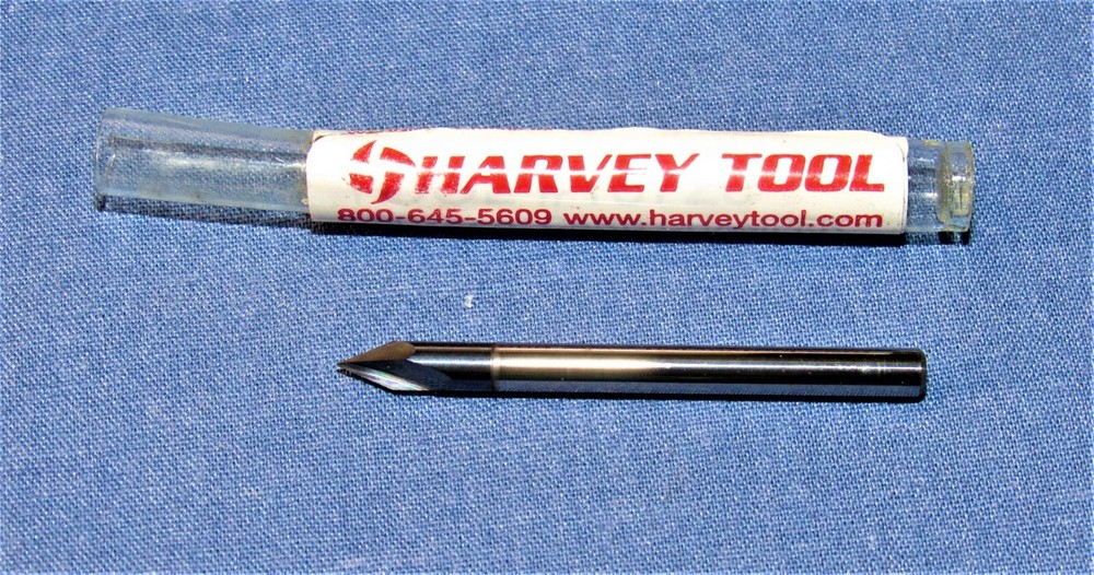 New Harvey Tool Solid Carbide 0.125" x 22.5°Per Side Chamfer Mill