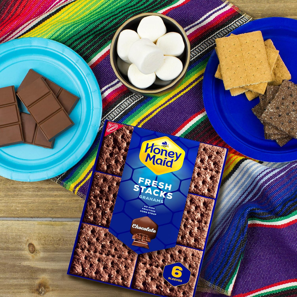 Fresh Stacks Chocolate Graham Crackers, Bulk Travel Snacks, 6 Boxes (36 Multi Sn