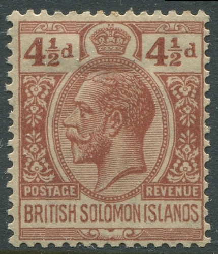 Solomon Islands 1922 SG45a 4½d red-brown KGV wmk mult script ca MLH