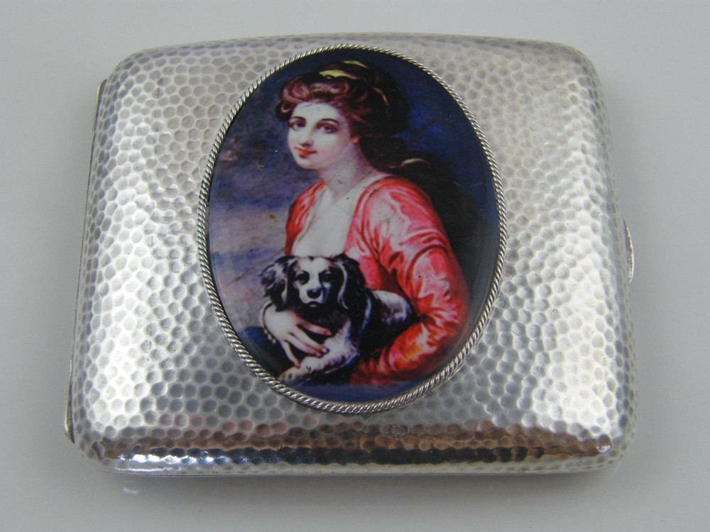 1909 HM SILVER & ENAMEL CIGARETTE CASE