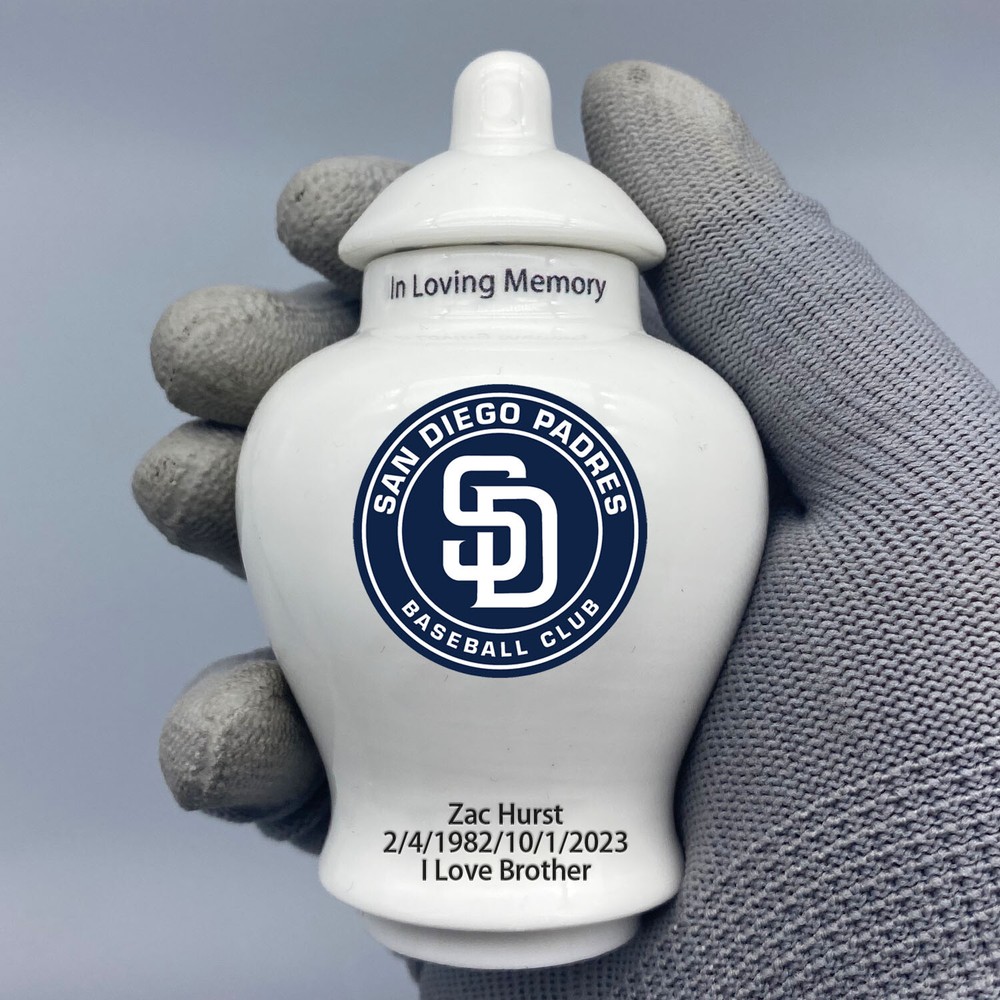 Ceramic Baseball Urn – San Diego Padres Theme, Custom Text