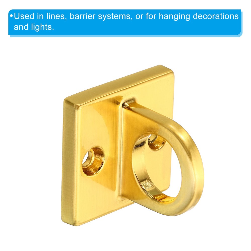Pad Eye Plate U Hooks Ceiling Hook Wall Mount Loop for Hanging Ropes Golden