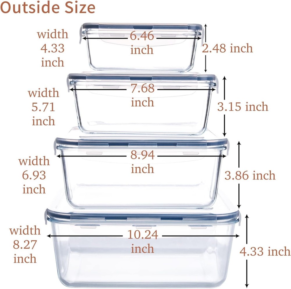 Extra Large Glass Food 29.9cm * 24.5cm * 13.5cm, Blue & Rectangular