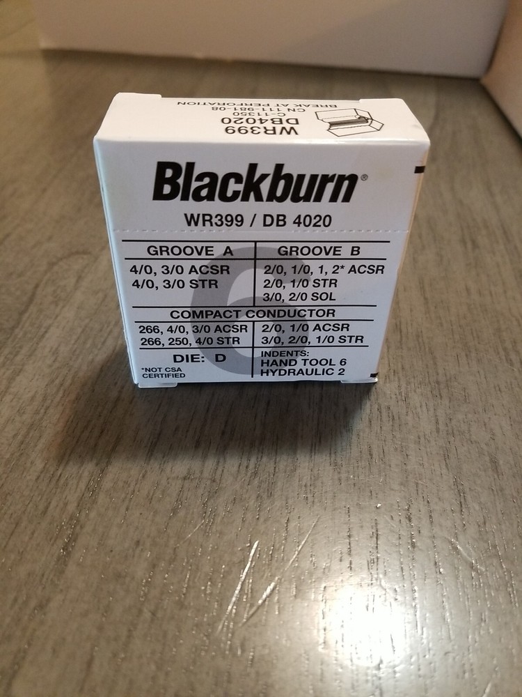 25-PACK THOMAS & BETTS BLACKBURN WR399 WIDE RANGE COMPRESSION CONNECTOR H-TAP