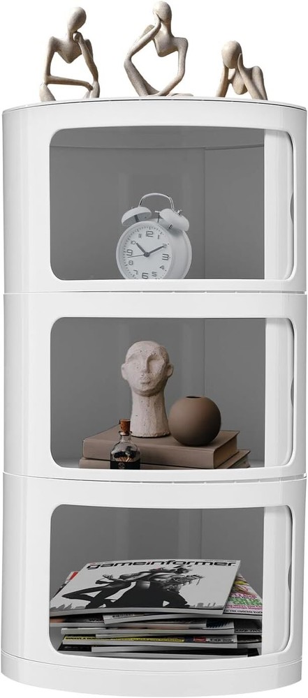 Round Nightstand,Multifunctional End Table Storage Cabinet