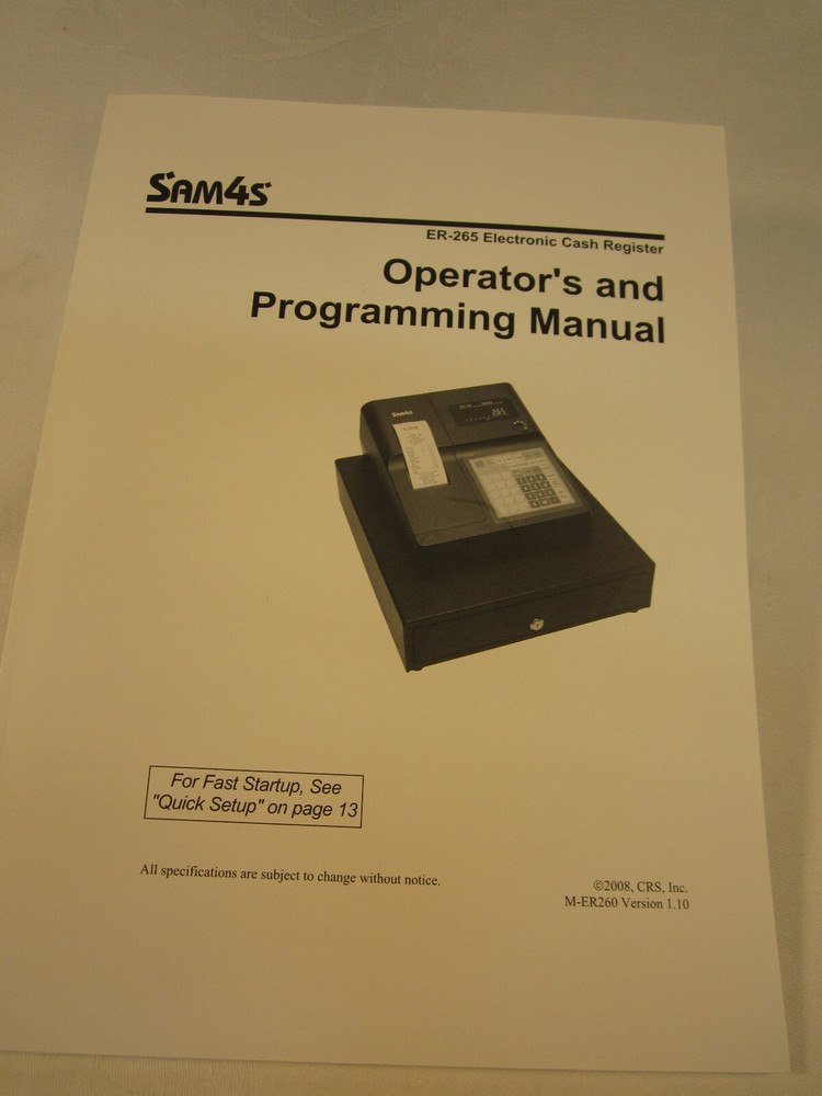 Programming Book for Sam4s Cash RegisterS