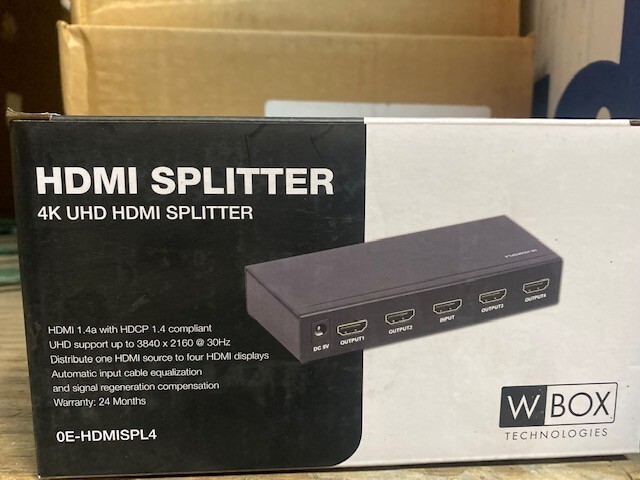 W Box Tech 4K UHD HDMI Splitter 4K UHD 0E-HDMISPL4 (NEW)