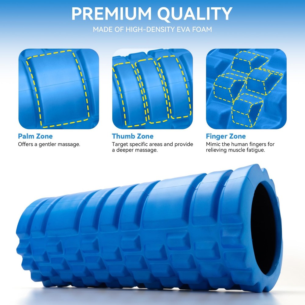 Foam Roller for Deep Tissue Massager, 13" High Density Exercise Patented Roll...