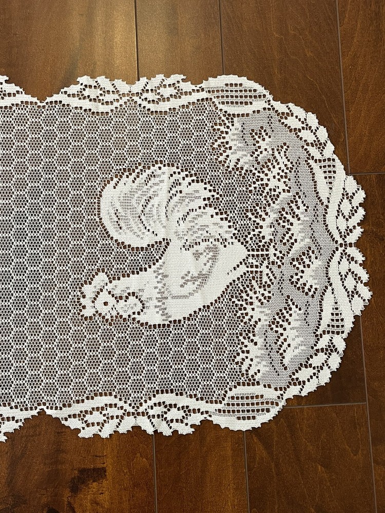 Heritage Lace Ecru 14" x 34" Rooster Table Runner NWT
