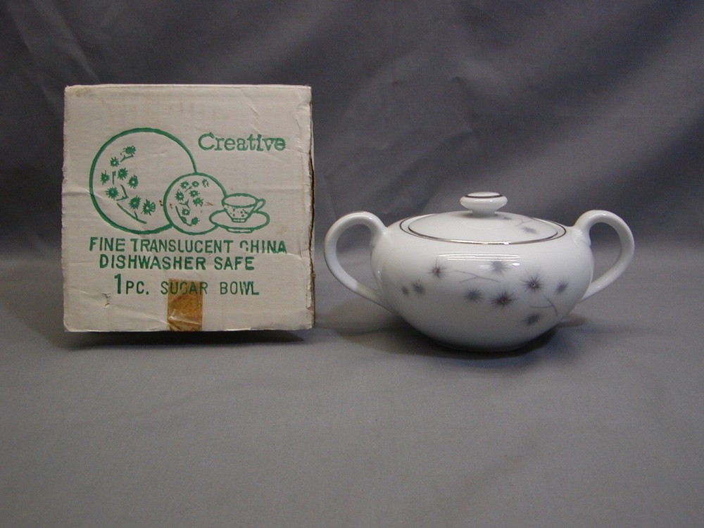 NEW CREATIVE FINE CHINA PLATINUM STARBURST SUGAR BOWL