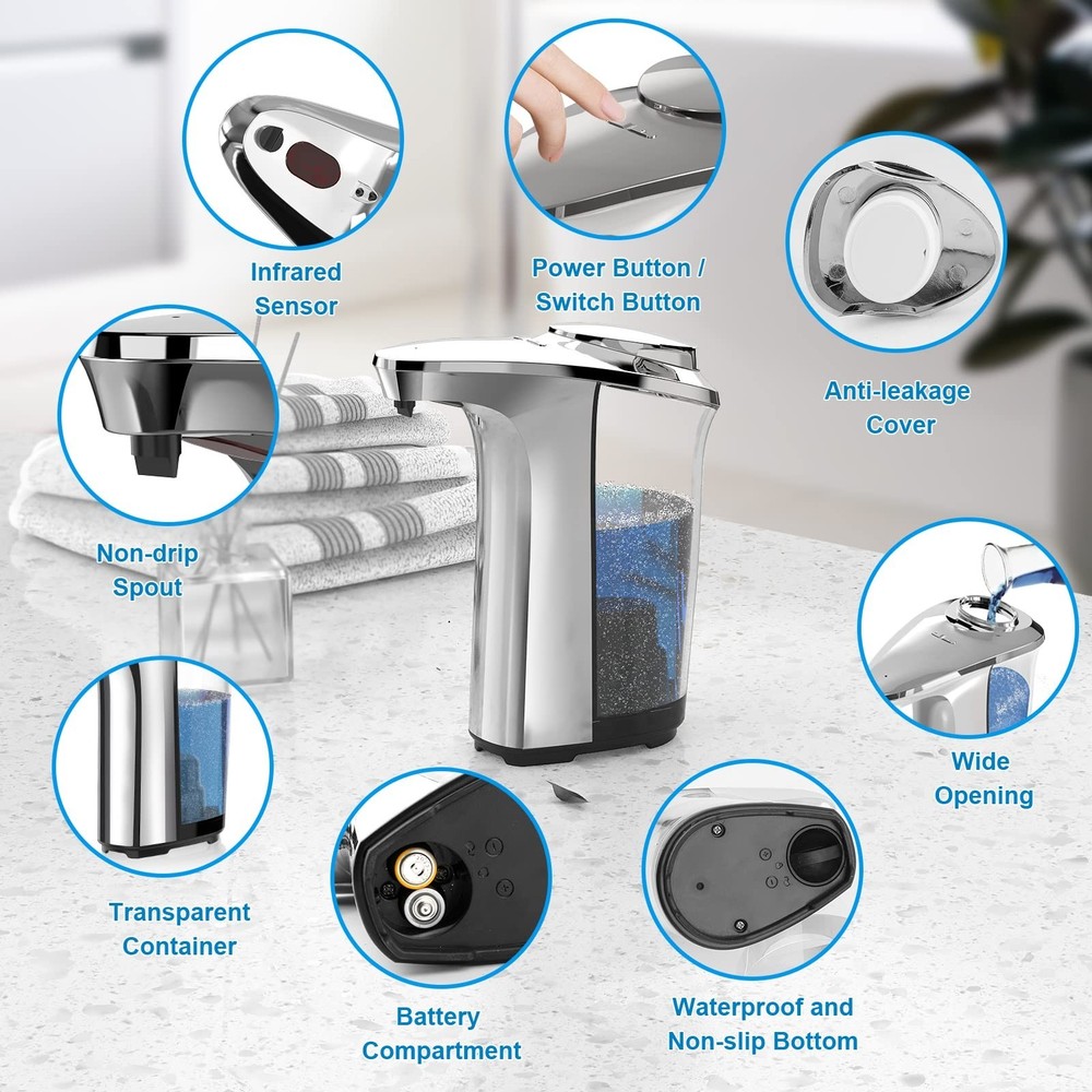 Automatic Soap Dispenser, Touchless Dish Soap Dispenser 17oz/500ml with Infra...