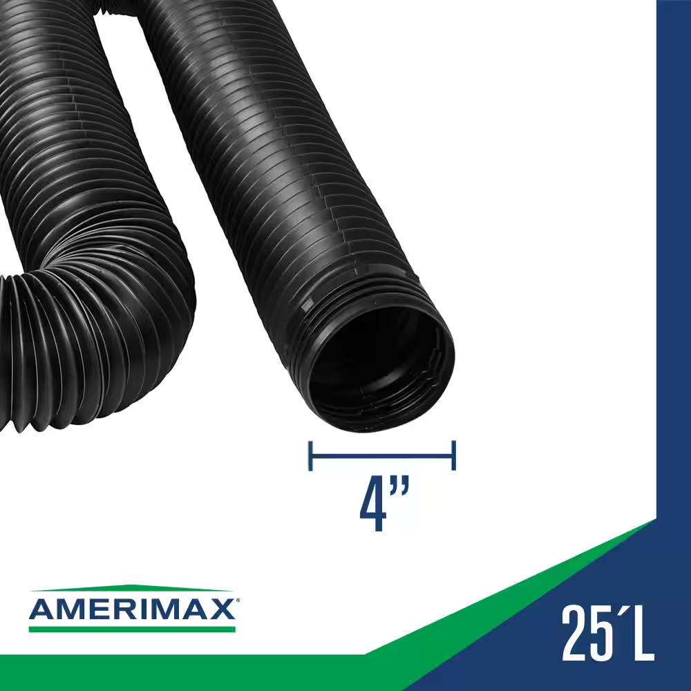 FLEX Drain 4 In. X 25 Ft. Black Copolymer Solid Drain Pipe