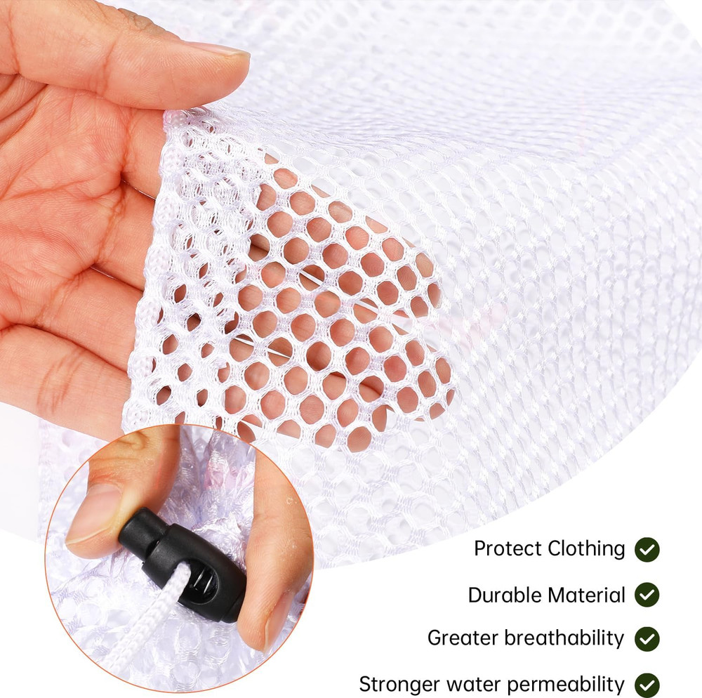2 Packs Laundry Mesh Bags, Drawstring Net Laundry Bag for Washing Machine, Mesh