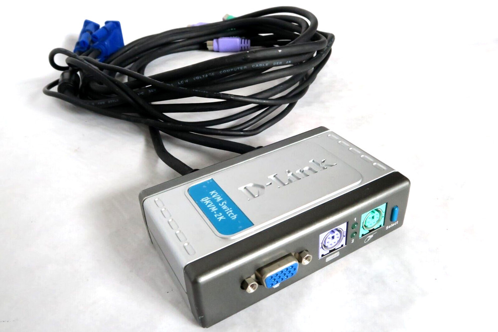 D-Link 2-Port Mini KVM Switch Kit (DKVM-2K) + Built-in Cables for 2 PC's