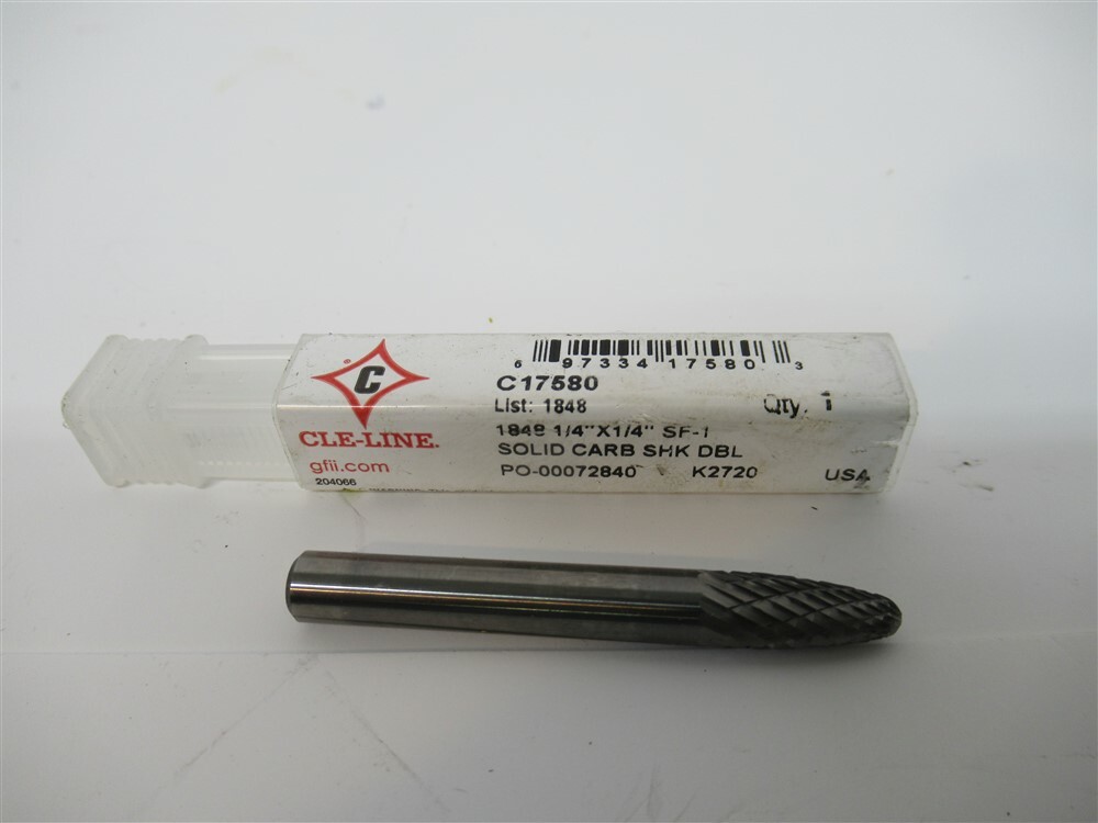 Cle-Line C17580 , 1/4" Solid Carbide Double Cut Tree Burr W/Radius