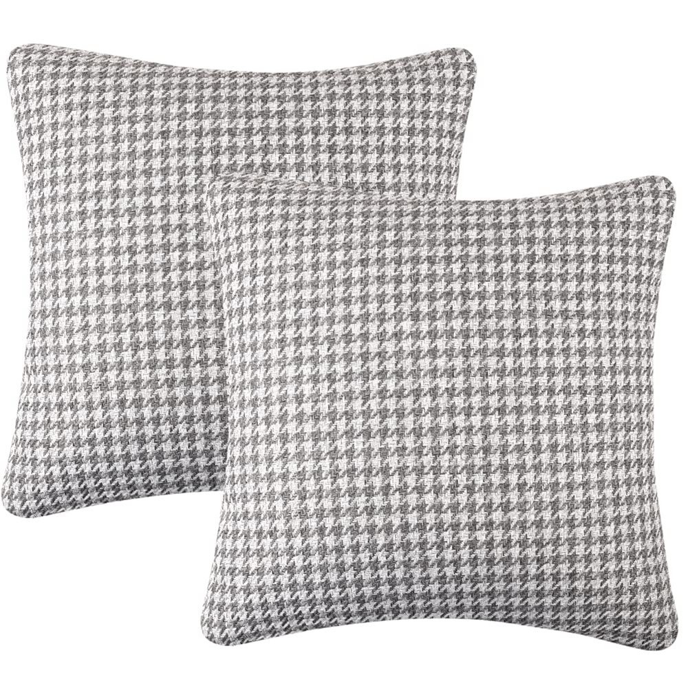 2pcs Houndstooth Throw Pillow Covers Geometric Cushion Case for Couch Sofa Be...