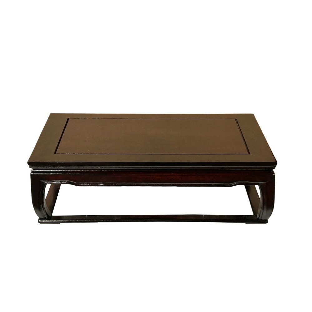 13" Mahogany Brown Rectangular Curve Legs Wood Display Stand Riser st1200