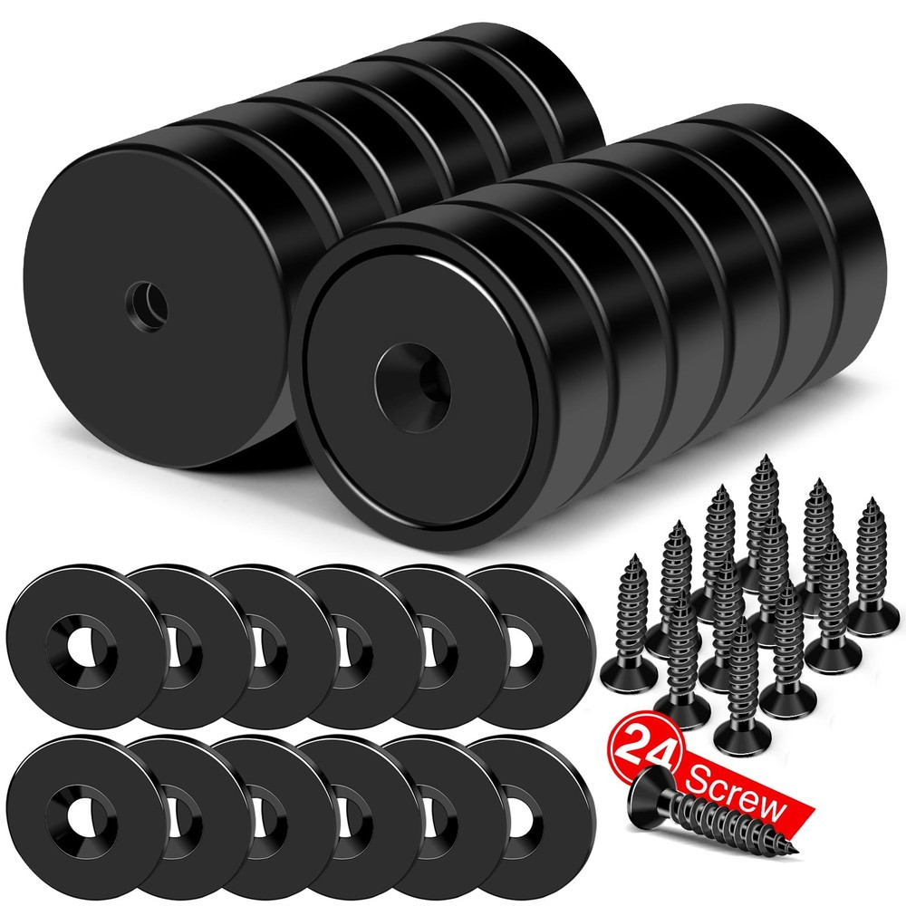 MIKEDE 12Pack Strong Neodymium Cup Magnets, 70Lbs+ Force Heavy Duty Black Rou...