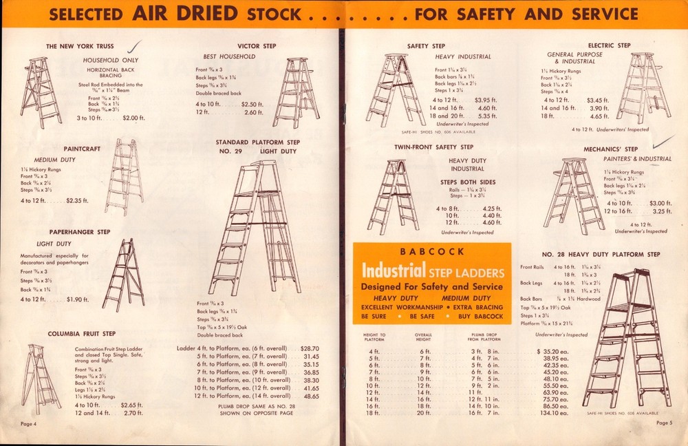 1956 Babcock Ladders Tools Distributor Catalog 11" x 8"