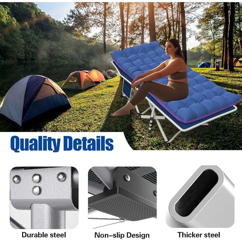 Portable Folding Camping Cot Lightweight No Assembly Comfortable 450lbs Capacity