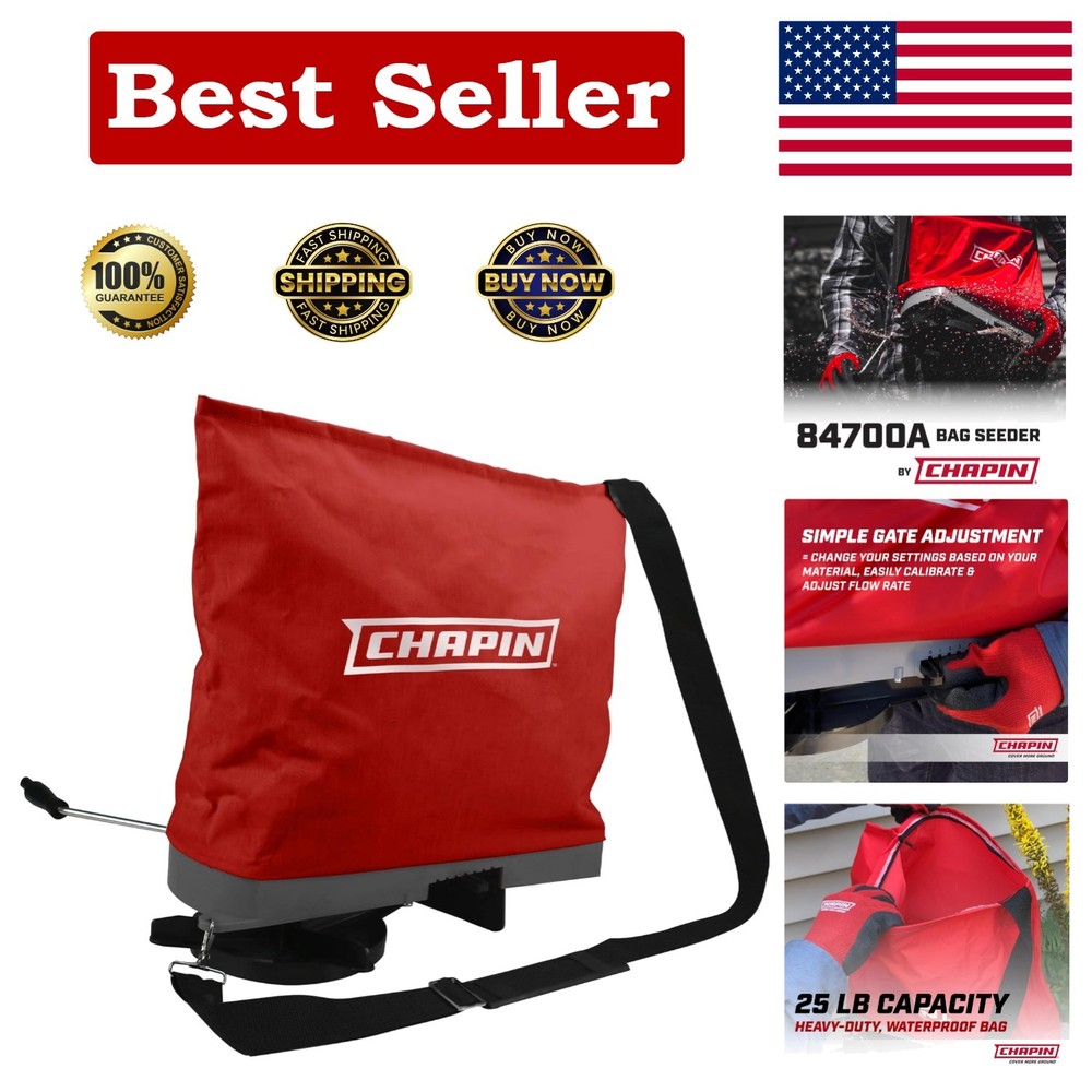 25Lbs Professional Handheld Seed Spreader with Waterproof Bag & Adjustable Strap