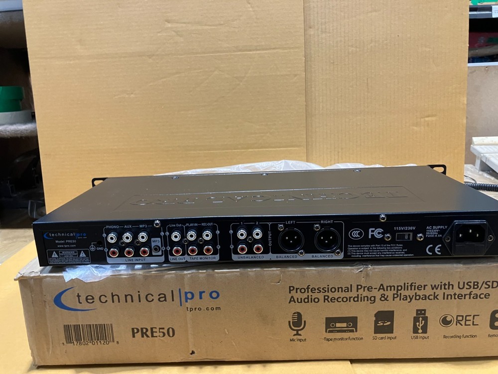 Technical Pro Bluetooth USB/SD Preamp Mixing Recorder w/2 Mic Inputs+9 Band EQ