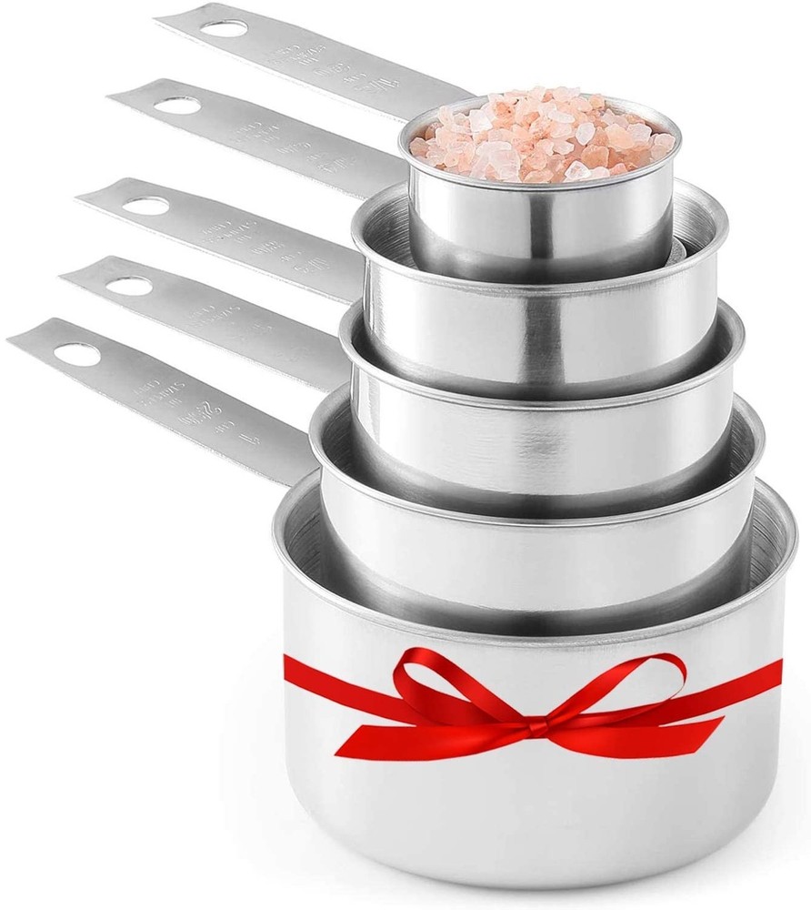 Stainless Steel Measuring Cups, Laxinis world 5 Piece Stackable Measuring Set...