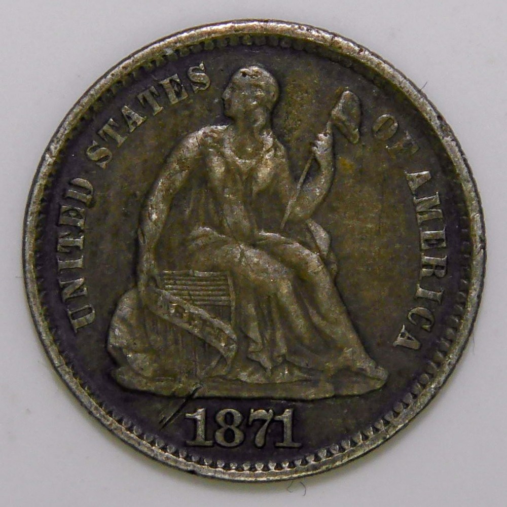 1871 Seated Liberty Half Dime VF k400