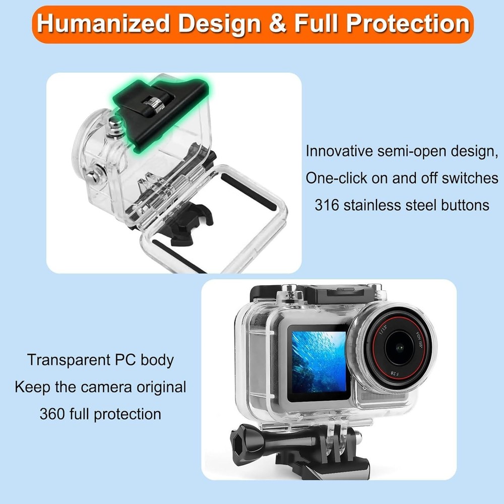 Accessories Bundle for DJI Osmo Action 5 Pro/Action 4/3 Waterproof Case Divin