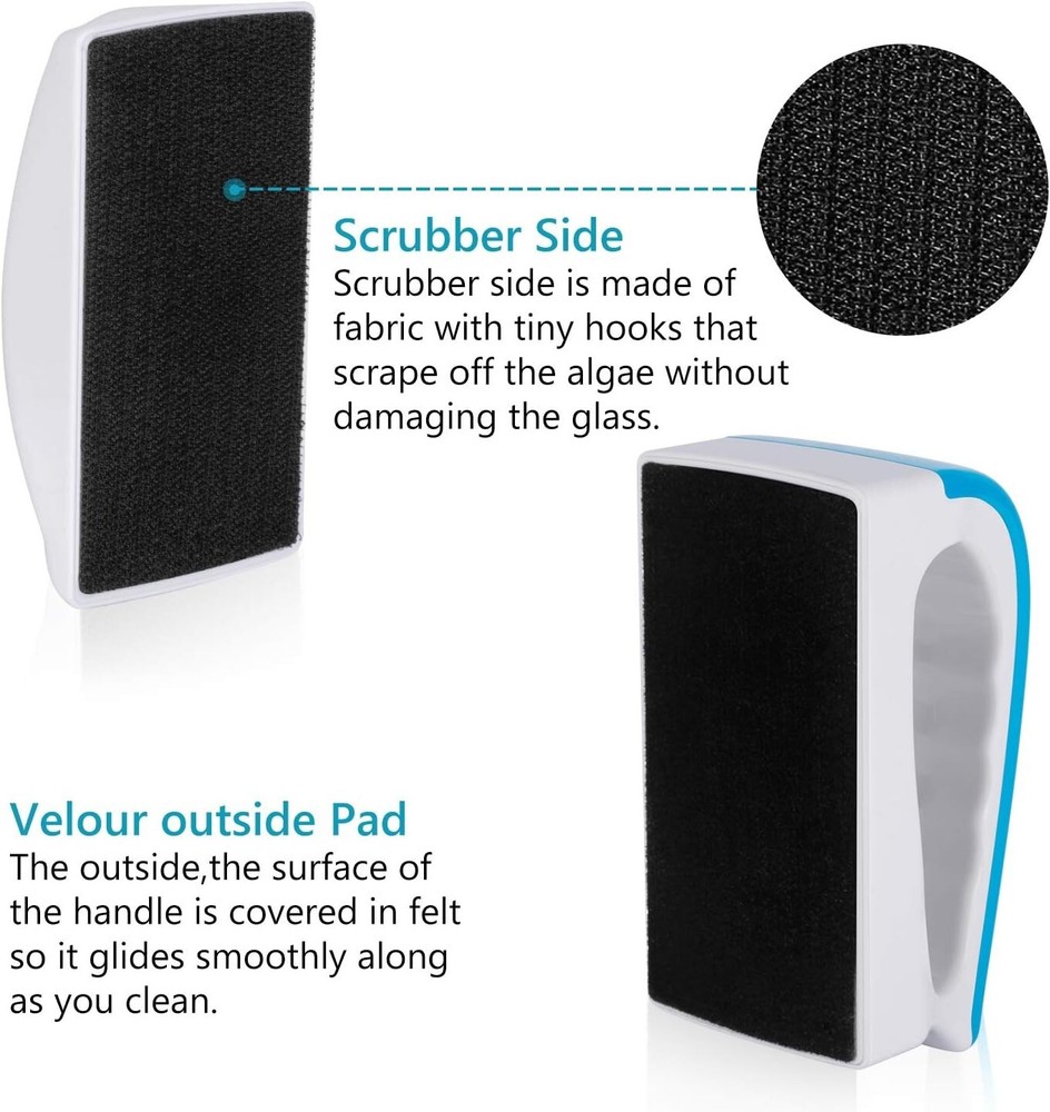 Premium Magnetic Algae Scraper for Easy Aquarium Cleaning - Light Blue, Size S