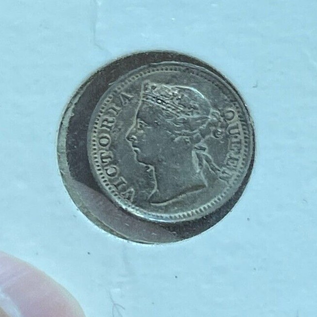 1891 Straits Settlements 5 Cents - Nice Silver