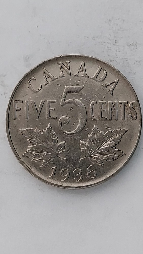 1936 Canada 5 Cent Nickel, George V