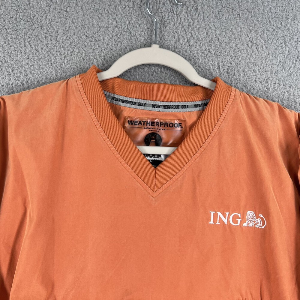 ING Financial Golf Pullover Mens Medium Orange Weatherproof Brand