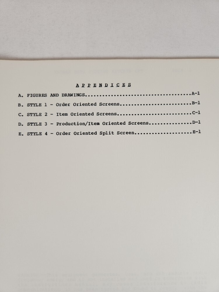 Intrak Data Systems Kitchen CRT Sub-System Owner's Manual Release 1.1 (1984)