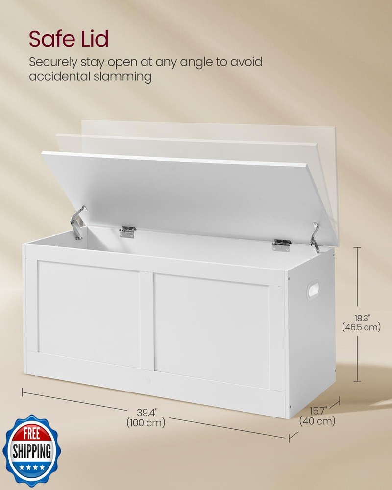 VASAGLE Storage Chest, Storage Trunk with 2 Safety Hinges, Storage Bench, Sho