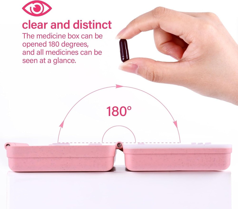 Moisture-Proof 9-Compartment Pill Case - Secure Grey Pill Organizer for Vitamins