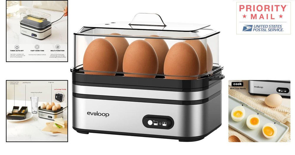 Multi-Functional Electric Egg Boiler - Soft, Medium, Hard Boiled, and Poached