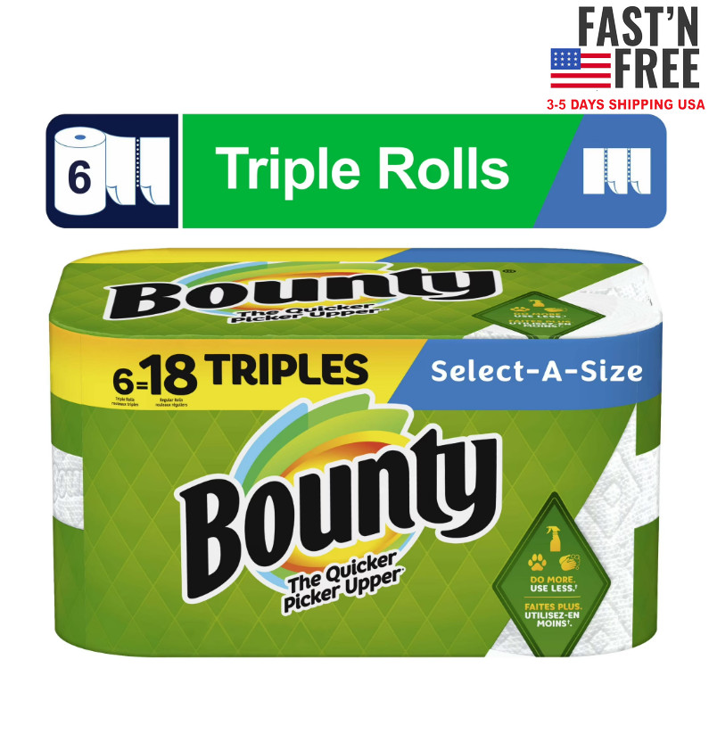 Bounty Paper Towels Select-a-Size, 6 Triple Rolls