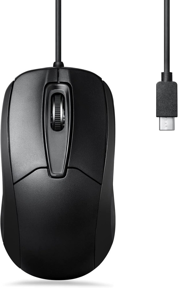 Perixx PERIMICE-209C USB Type C Wired Optical Mouse - 5.9 Ft Cable - Black
