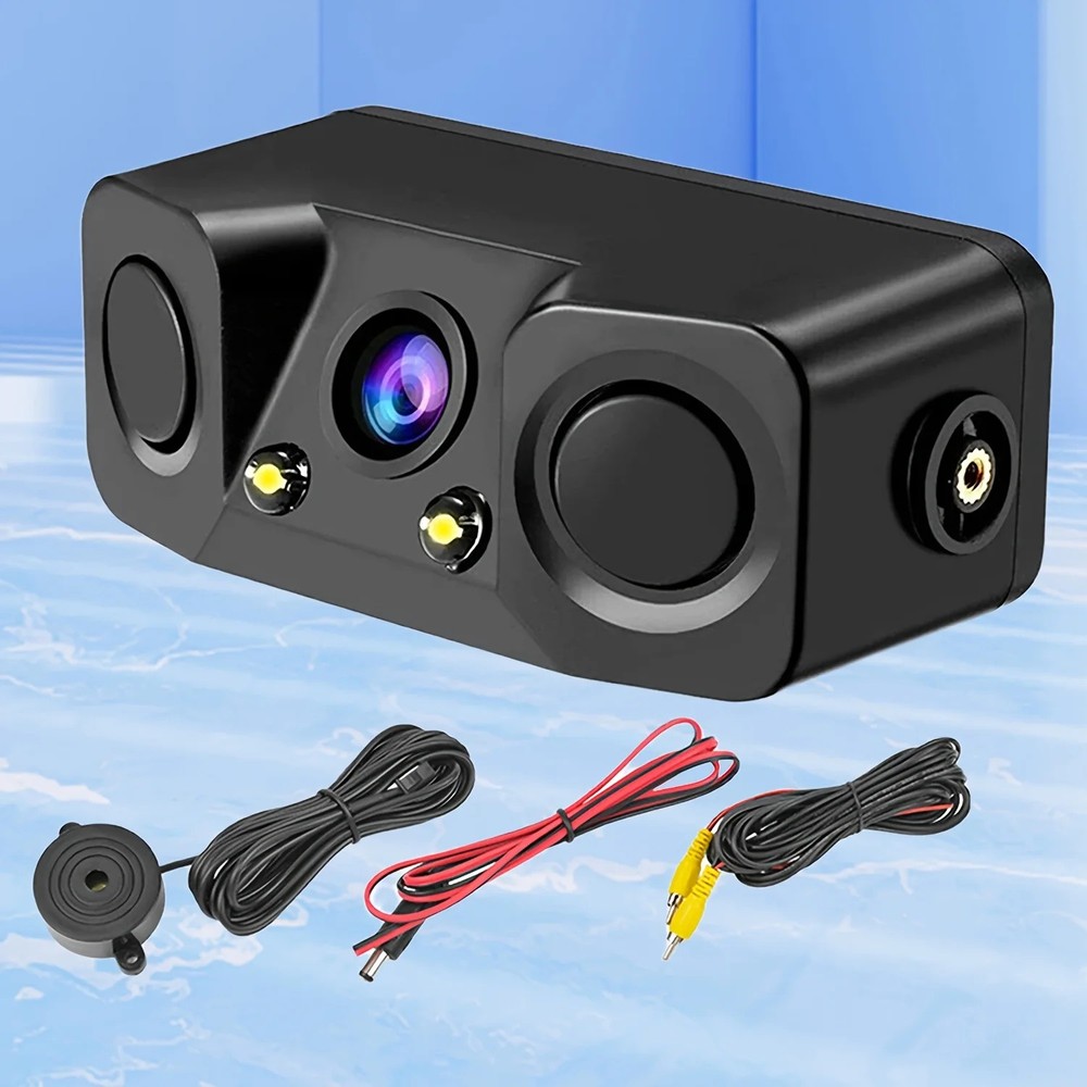 3in1 170° Car Visual Reversing Rear View Camera with Backup Radar Parking Sensor