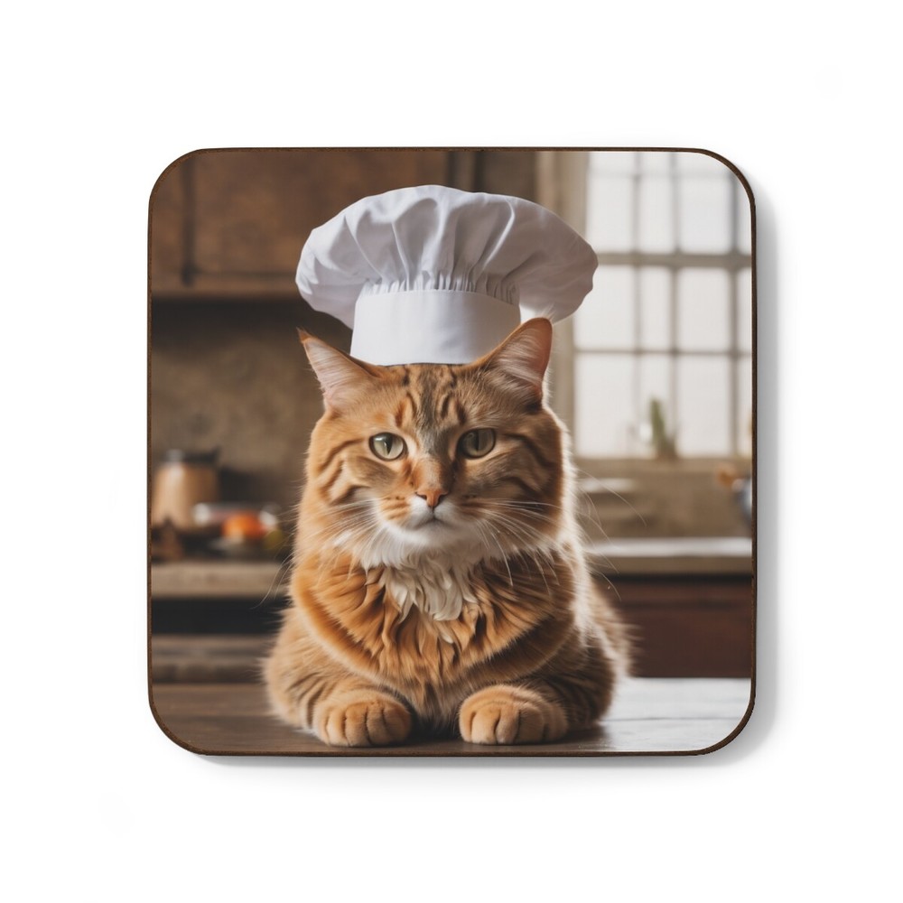 Chef Cat - Hardboard Back Coaster